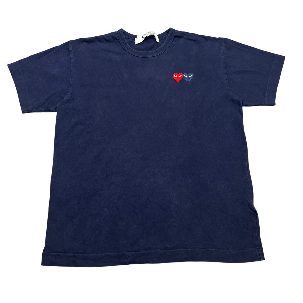 Comme des Garcons Play Double Heart Embroidered Tee Shirt Men's Large
